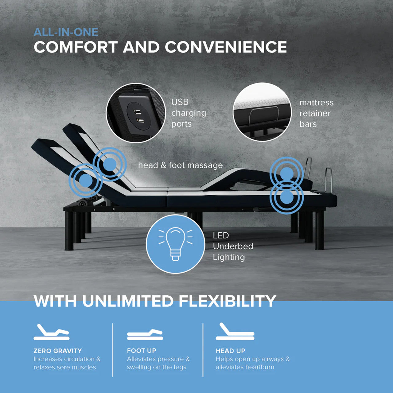MS200 Adjustable Base- Wireless Plus - Head Foot