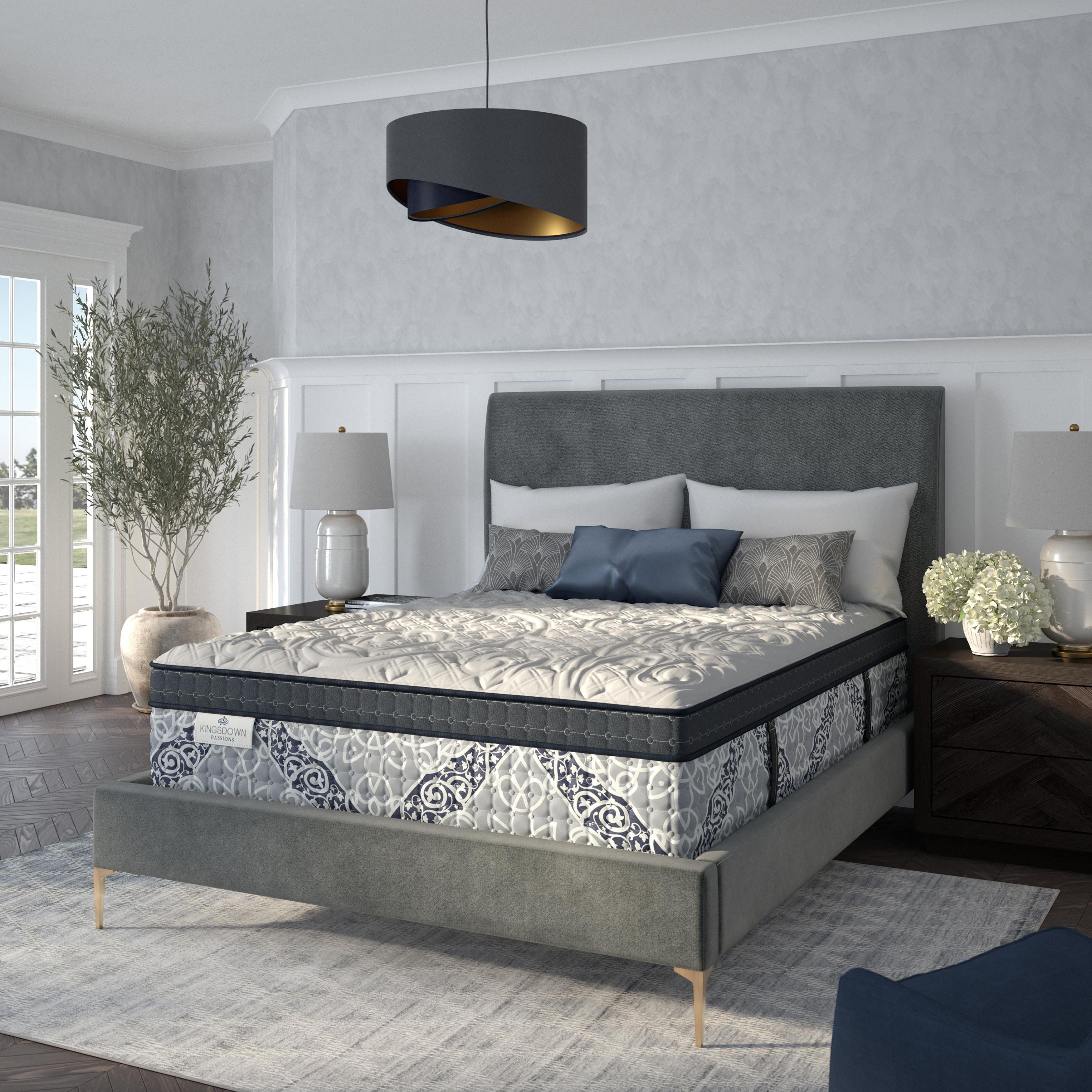 Passions Kelbrooke Plush Euro Pillowtop 16 Inch Hybrid Mattress with Foundation Included