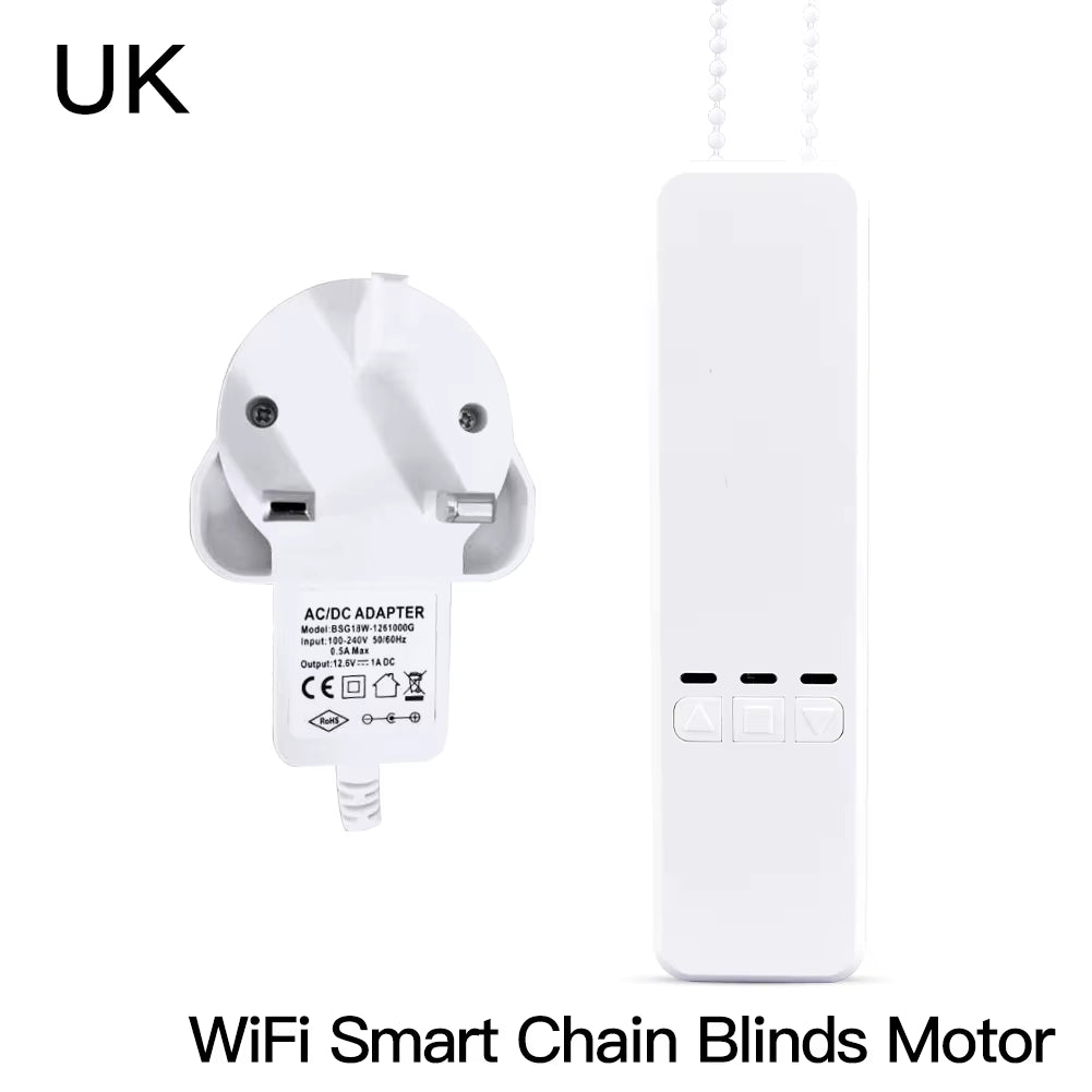 Tuya Wifi Smart Motor Electric Chain Roller Blinds Shade Shutter Drive RF Remote Kit Smart Life App via Alexa/Google